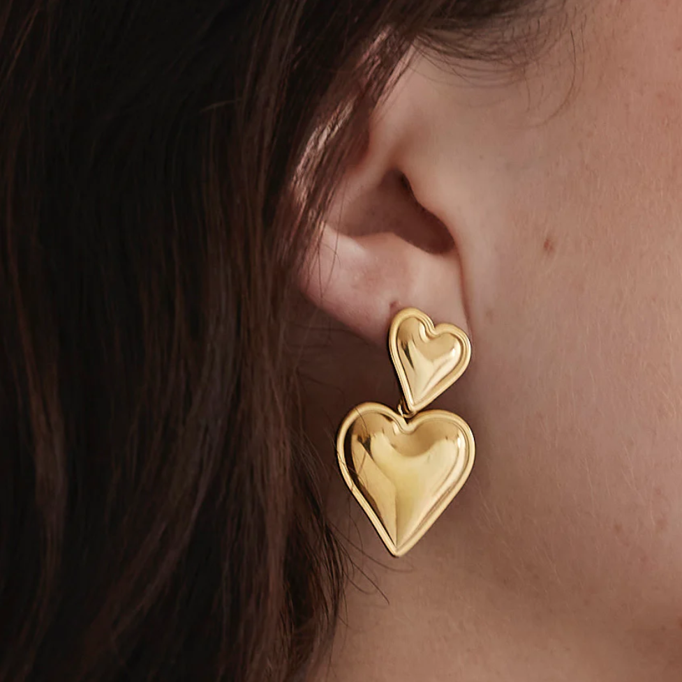 Alexandra Double Heart Earrings The Loved