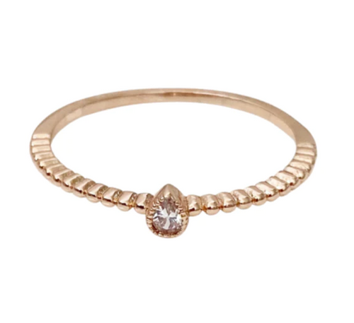 Zirconia Teardrop Rose Gold Ring