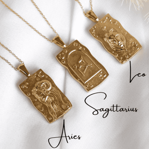Image of Gold Zodiac Necklace in Aries, Sagittarius and Leo