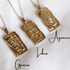 Image showing the Fronts of the Zodiac Necklace in Gold in Gemini, Libra and Aquarius