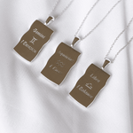 Image shows the back of zodiac necklaces in silver in Gemini, Libra and Aquarius